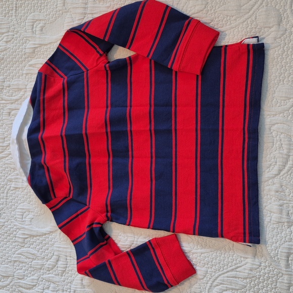 Janie and Jack boys 2T blue & red long sleeve polo shirt, white collar EUC - Picture 4 of 5